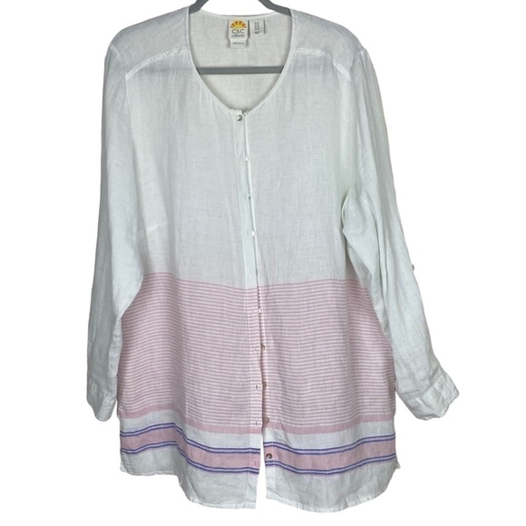 C&C California linen top grandmacore Lagenlook 1X minimalist - Picture 1 of 6